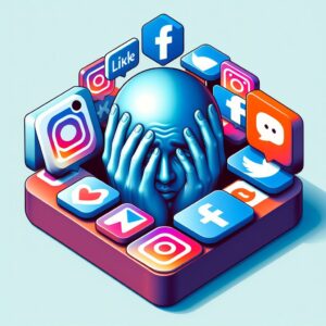 capek dengan media sosial, gambar dihasilkan oleh Kecerdasan Buatan Microsoft