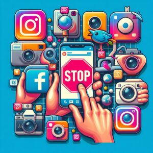 berhenti menggunakan media sosial, gambar dihasilkan oleh Kecerdasan Buatan Microsoft