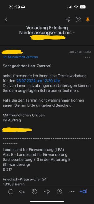 e-mail berisi jadwal wawancara di LEA e-mail berisi jadwal wawancara di LEA