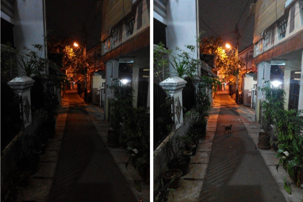 ISO auto (kiri) dan ISO 1600 (kanan)