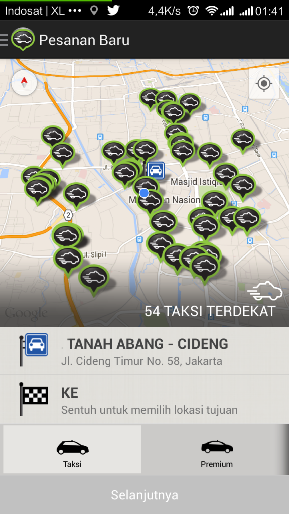 GrabTaxi di perangkat Android