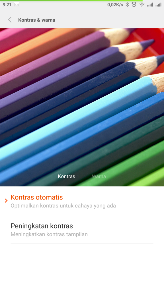 pengaturan warna